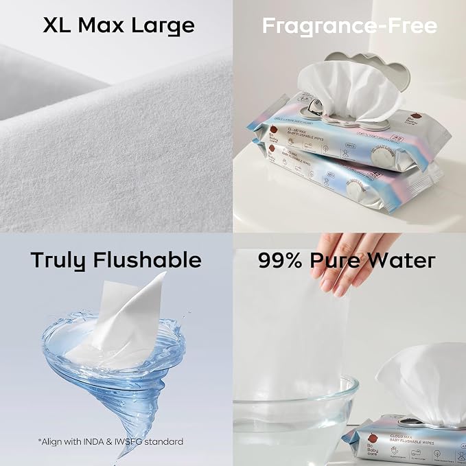 Bc Babycare Flushable Wipes, Hypoallergenic
