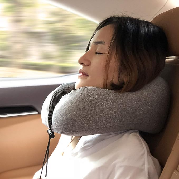 MLVOC Travel Pillow 100% Pure Memory Foam Neck Pillow, Comfortable & Breathable