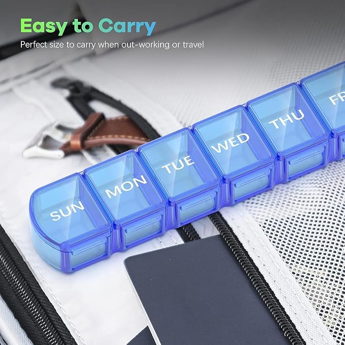 Extra Large Pill Organizer 3 Pack, XL Pill Box 7 Day, Weekly Pill Case