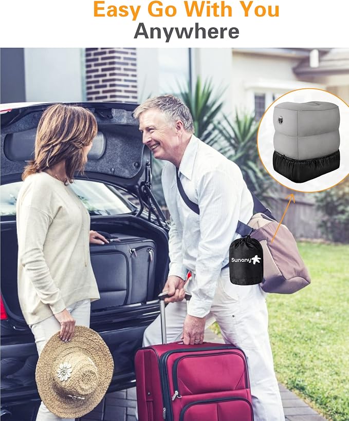 Sunany Inflatable Travel Foot Rest Pillow, Airplane Bed