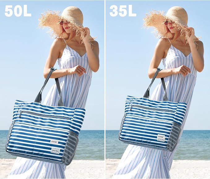 G4Free Beach Bag, Waterproof Sandproof Beach Tote Bag, Large Capacity Foldable