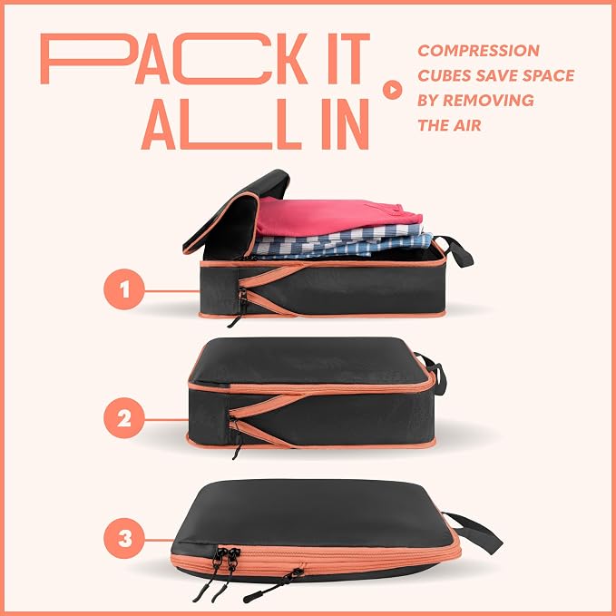 Compression Packing Cubes Travel, 4 Set/6 Set Packing Cubes