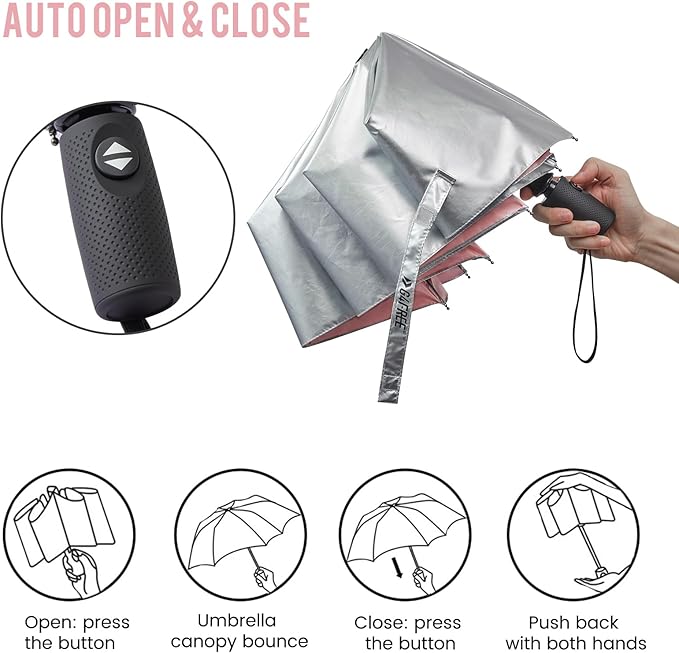 G4Free UPF 50+ UV Protection Large Travel Umbrella 42/46 Inch Auto Open Close