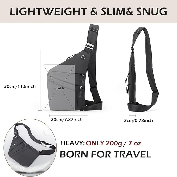 Anti Theft Crossbody Bags for Women Men, Slim Sling Bags