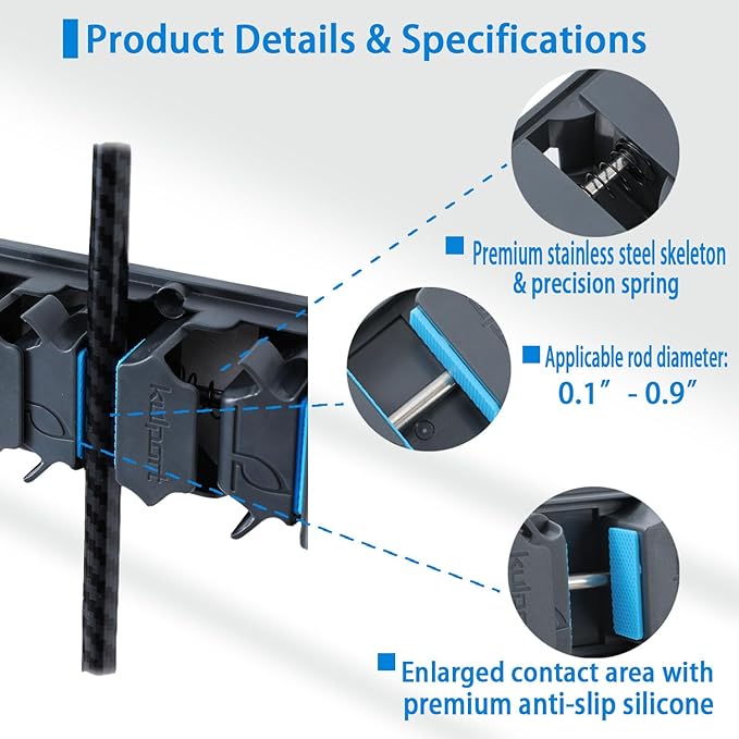 Fishing Rod Holder, Wall-Mounted Fishing Rod Rack, Vertical Fishing Pole Holder