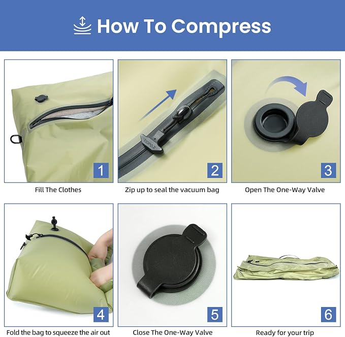 BAGAIL TPU Vacuum Bag for Travel, Reusable Compression Bag