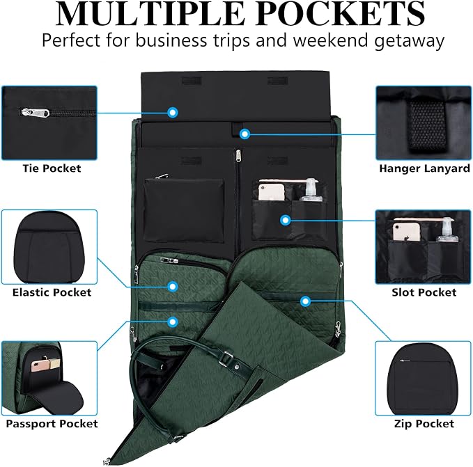 Garment Bag for Travel With Toiletry Bag Convertible Carry On Weekender Bag