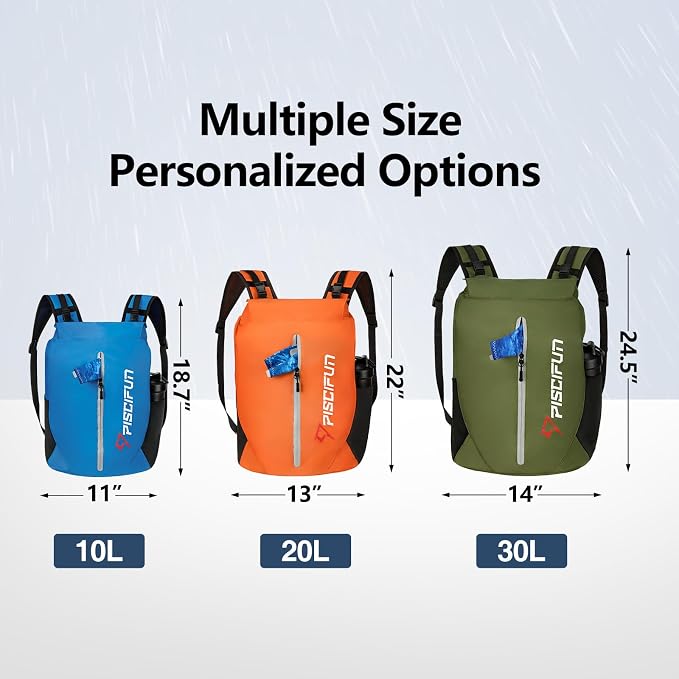 Piscifun Dry Bag Waterproof, Lightweight Dry Backpack Roll-Top Sealed