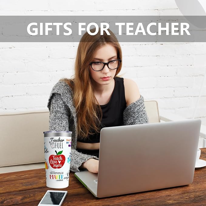 MFGNEH Teacher Gifts,Teacher Appreciation Gifts,Teachers Christmas Birthday Gift from Students,Back to School Gift for Women,20oz Stainless Steel Tumbler Cup