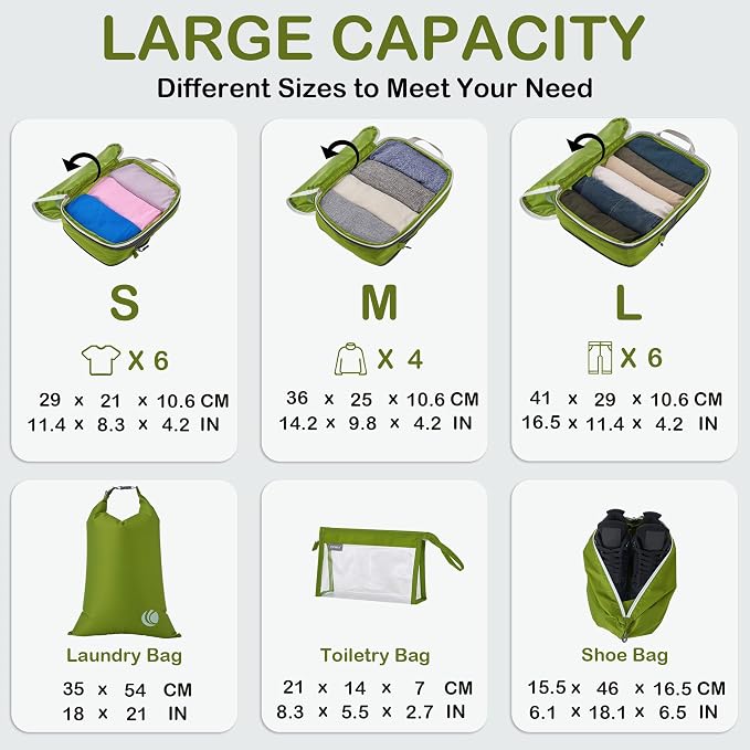 Cipway Compression Packing Cubes, Lightweight Travel Luggage Organizers