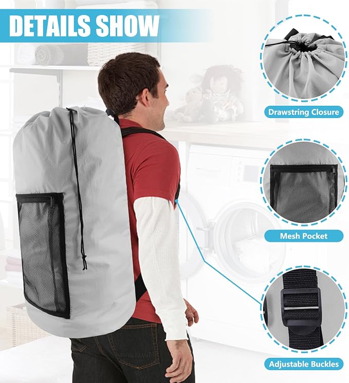 Laundry Bag Backpack, Dirty Clothes Travel Bag