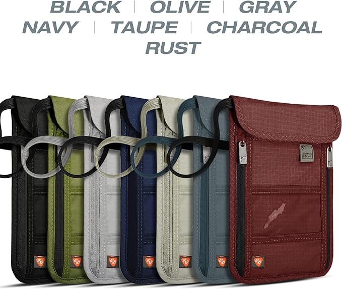 Lewis N. Clark RFID Blocking Stash Neck Wallet, Travel Pouch + Passport Holder