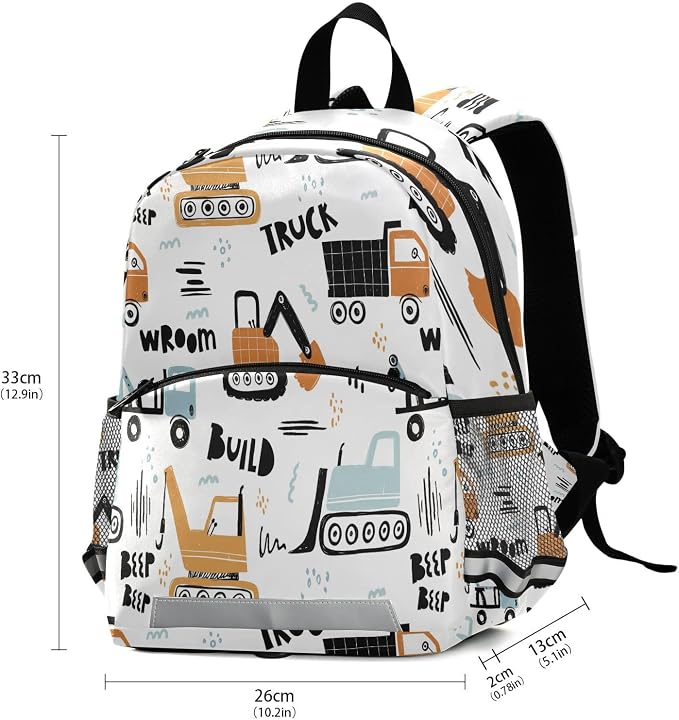 Transport Truck Excavator Toddler Backpack Boys Girls Kids Preschool Bookbag