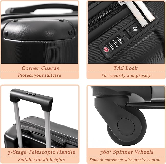 Merax Carry on Luggage Set, 20 Inch Hardshell ABS Suitcase