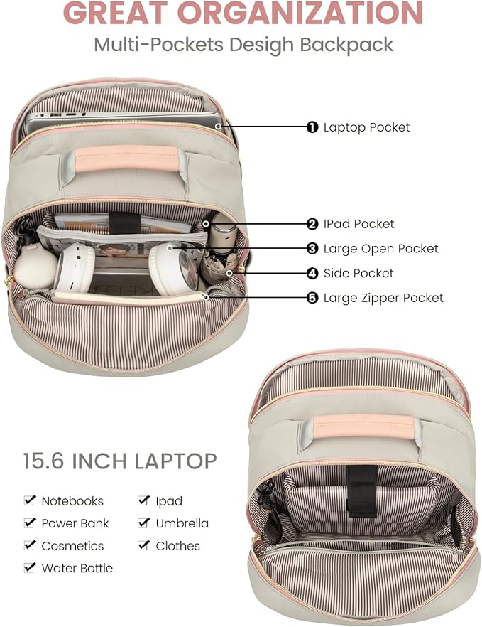 LOVEVOOK Laptop Backpack Purse for Women, Work Travel Computer Bags, College