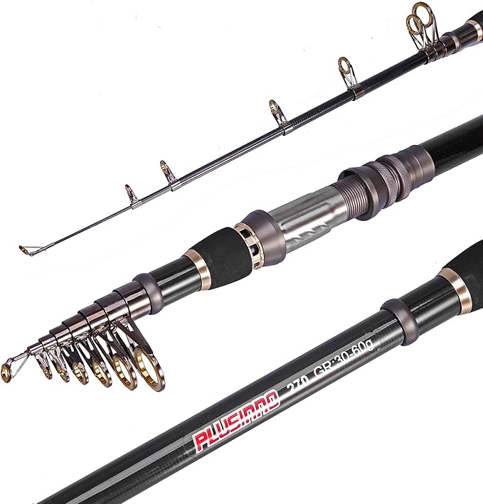 PLUSINNO Fishing Rod, Telescopic Fishing Rod and Reel Combo, Collapsible Travel