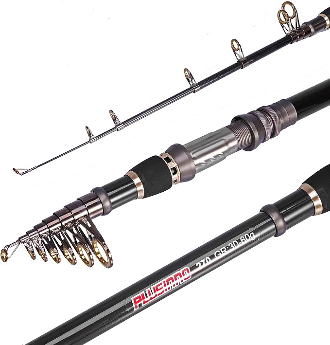 PLUSINNO Fishing Rod, Telescopic Fishing Rod and Reel Combo, Collapsible Travel