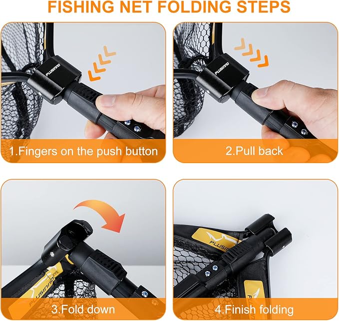 PLUSINNO Floating Fishing Net for Steelhead, Trout Fishing, Rubber Coated