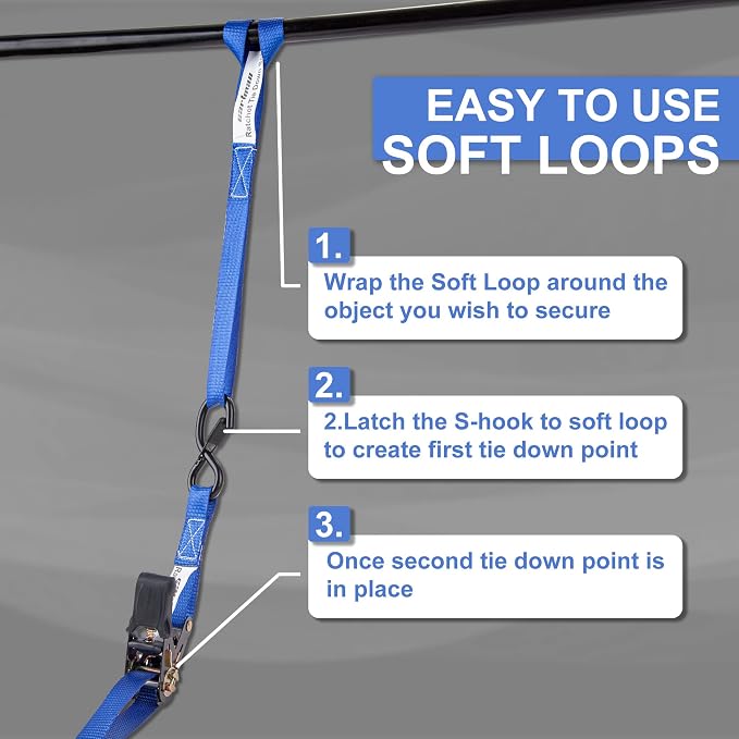 Cartman Ratchet Tie Down Straps 4PK 2, 000lb Max Break Strength