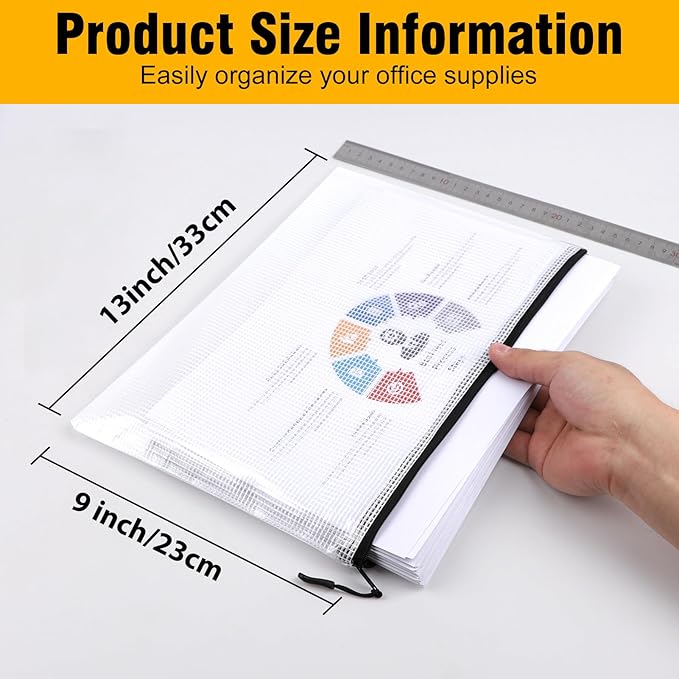 12pcs Large Mesh Zipper Pouch File Bags YOPCDJ Reusable Zippered Pouches