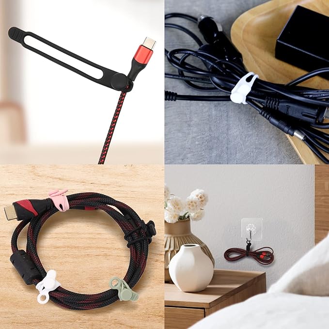 UMUST Silicone Cable Ties, Reusable Cable Management Organizer, Cable Straps