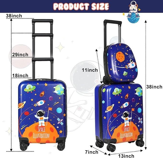 Weewooday Kids Luggage and Backpack 18" Suitcase