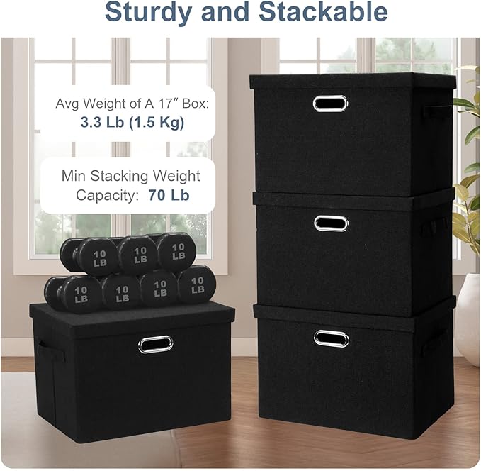 Large 17" 36 Quart Collapsible Stackable Storage Bins