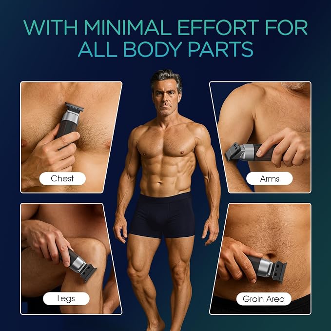VOYOR Body Hair Trimmer for Men, Electric Razor, Versatile Groin & Body Trimmer