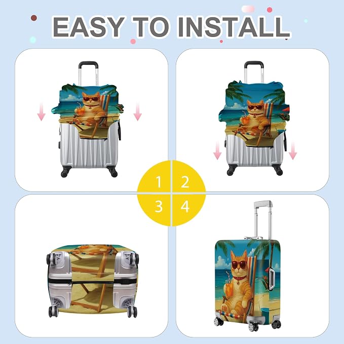 ANNA QUEEN Summer Cat Luggage Cover, Cat in Sunglasses