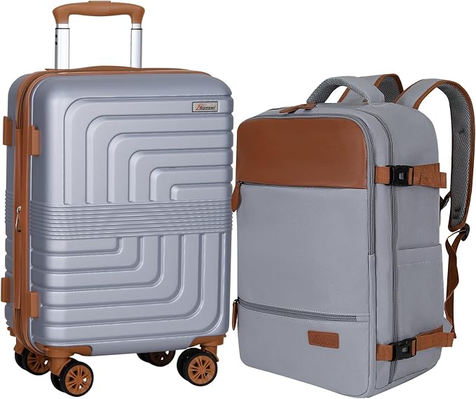 Romswi Luggage Sets 2 Piece 22In, Expandable 22x14x9 Carry On Luggage