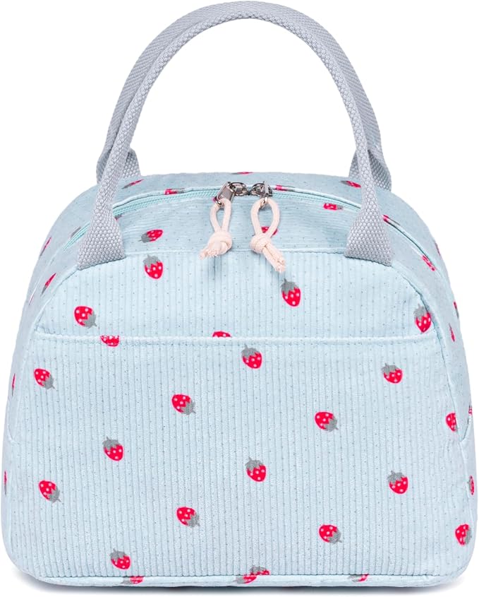 Bluboon Lunch Bag for Women Men Cute Corduroy Lunch Tote Bags Reusable