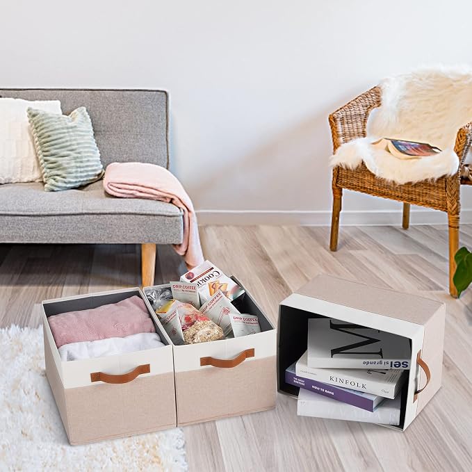 Large Fabric Storage Bins, Foldable Fabric Storage Baskets
