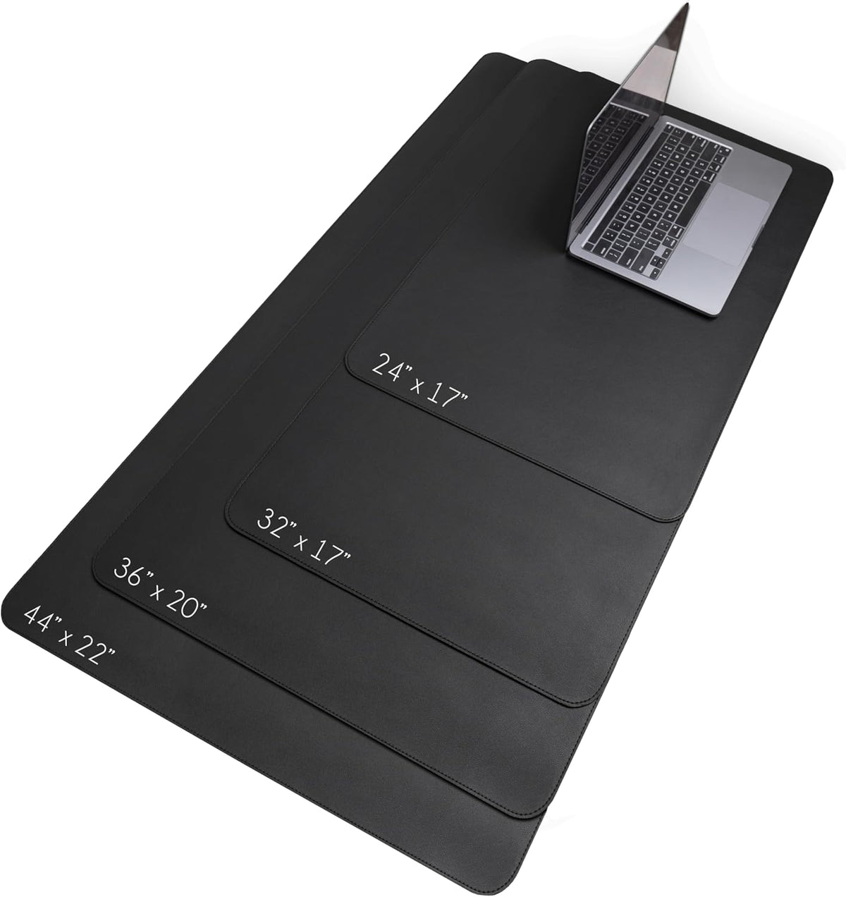 Vine Creations Leather Desk Mat Large 44" x 22", Desk Protector Mat, PU Leather Desk Pad, Non-Slip Large Mouse Pad, Desk Blotter, Desk Pads on Top of Desks, Home Office Desk Matt for Desktop (Black)