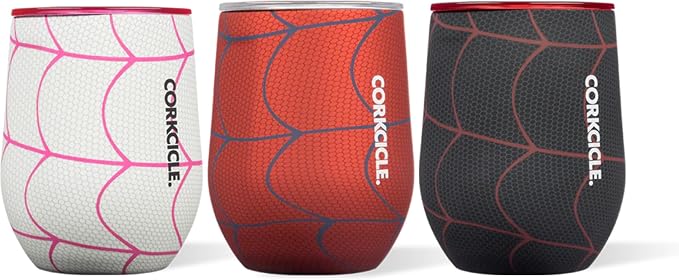 Corkcicle Stemless Insulated Wine Glass Tumbler - Beverages Cold 6 & Hot 3 Hours - Stainless Steel - Easy-Grip - Summer Drinkware Gift - Keeps Drinks Ice - 12 oz - Spider-Man