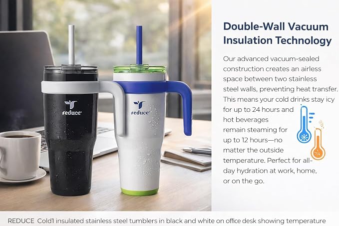REDUCE 24 oz. Cold1 Tumbler, 2-Pack (Black & whitish)