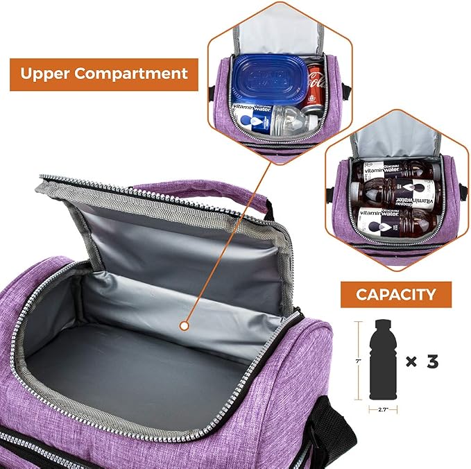 OPUX Lunch Box For Women, Insulated Large Lunch Bag Adult Work, Double Decker