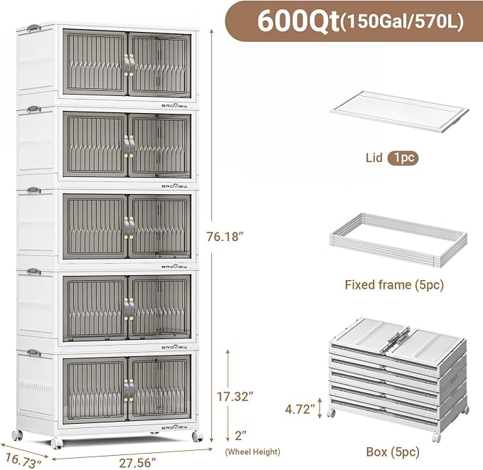 BROVIEW 600Qt Stackable Storage Bins