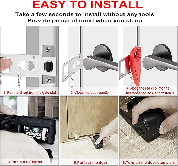MBBEST Portable Door Lock & Door Stop Alarm, Dual Protection Security Devices