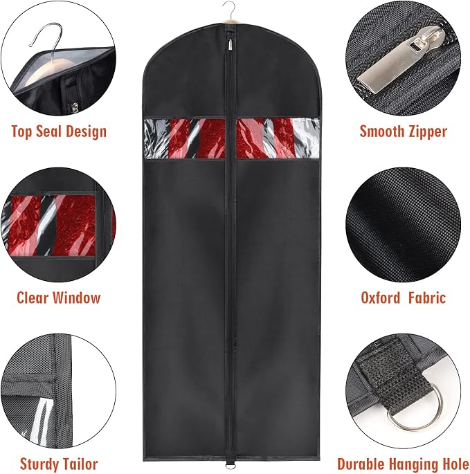 Univivi Garment Bag Suit Bag for Storage and Travel 60 inches, Lightweight