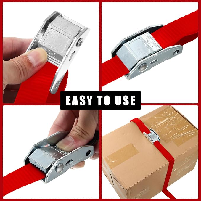 16 Pcs Cambuckle Tie Down Straps 1763lbs Break Strength Securing Straps 1'' x