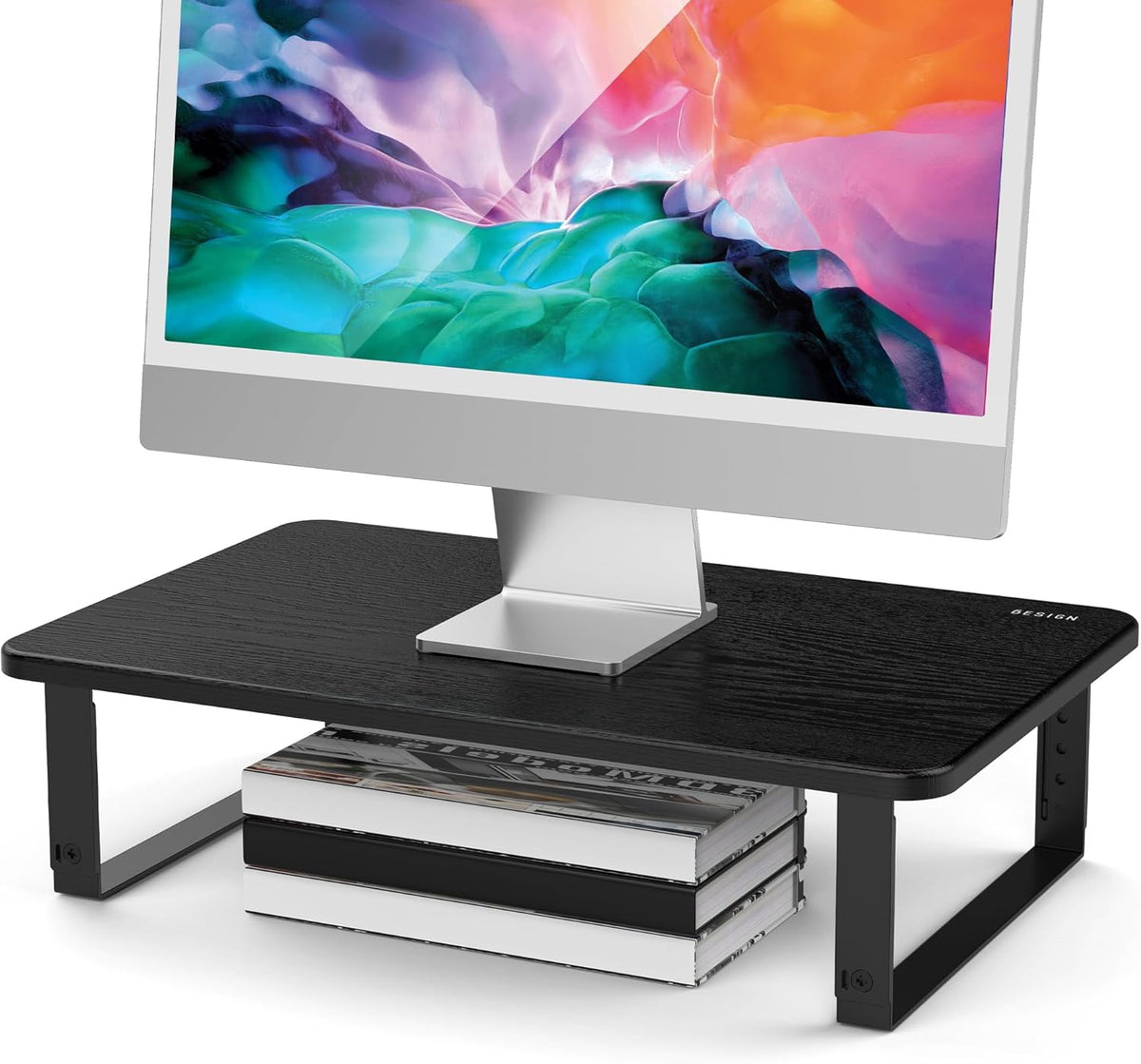 BESIGN MS01 Monitor Stand Riser, Height Adjustable Laptop Stand, Computer Monitor Stand for Monitor, Computer,Laptop,Printer (Black)