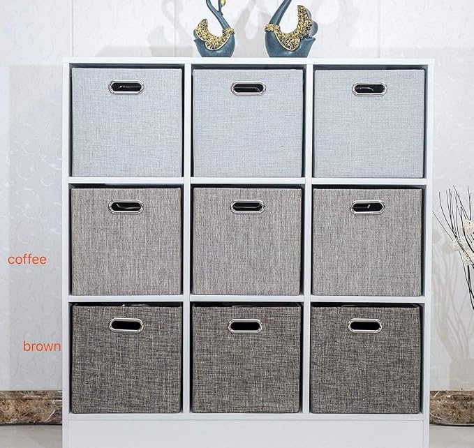 Posprica Storage Bins, 11×11 Foldable Storage Cubes Boxes Container Closet