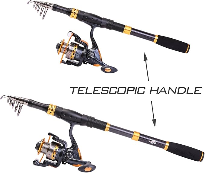 Sougayilang Fishing Rod Reel Combos Carbon Fiber Telescopic Fishing pole