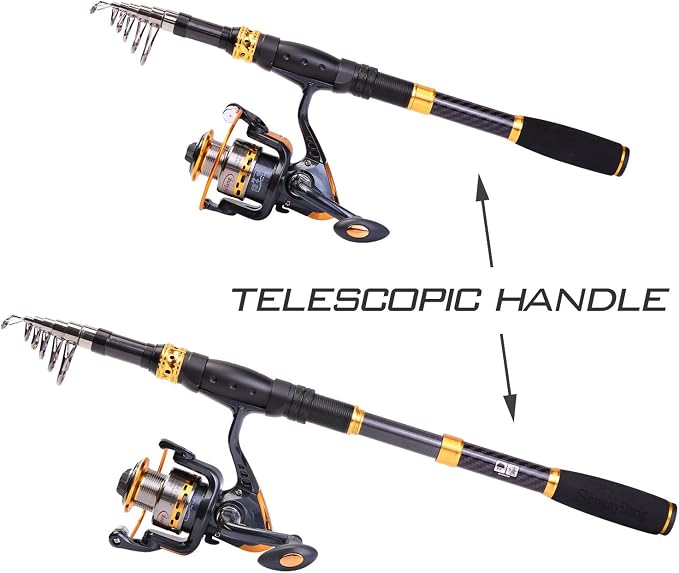 Sougayilang Fishing Rod Reel Combos Carbon Fiber Telescopic Fishing pole