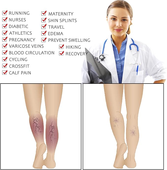 Compression Socks for Women Men Circulation Knee High 8 Pairs for Nurses