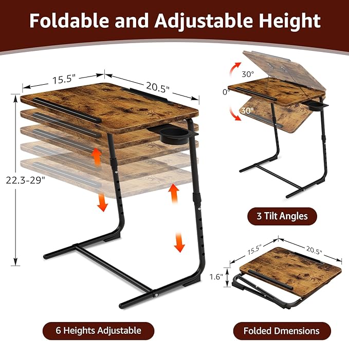 Folding TV Tray Adjustable Dinner