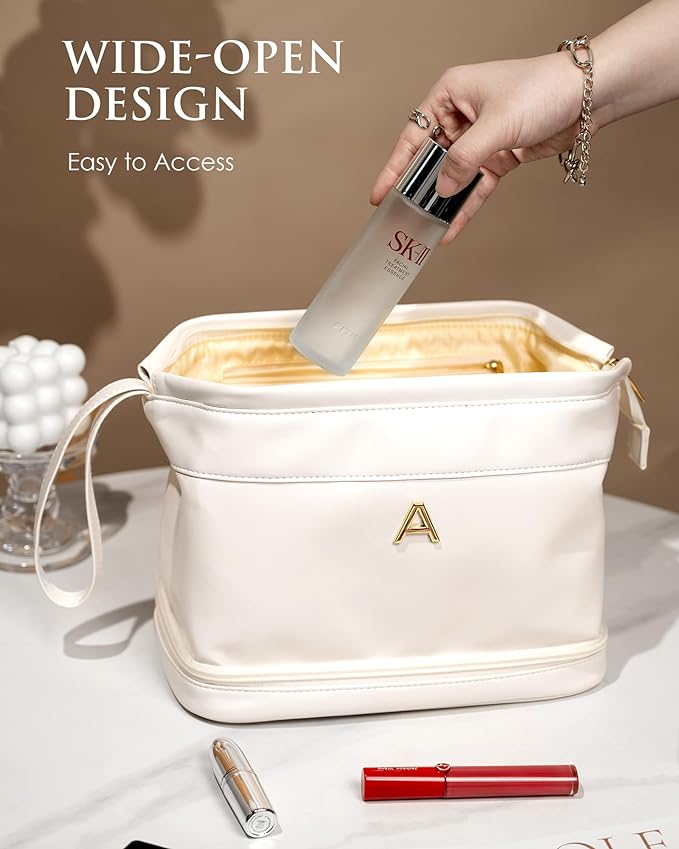 Women Gifts, Initial Makeup Bag, Personalized Double Layer Cosmetic Bag