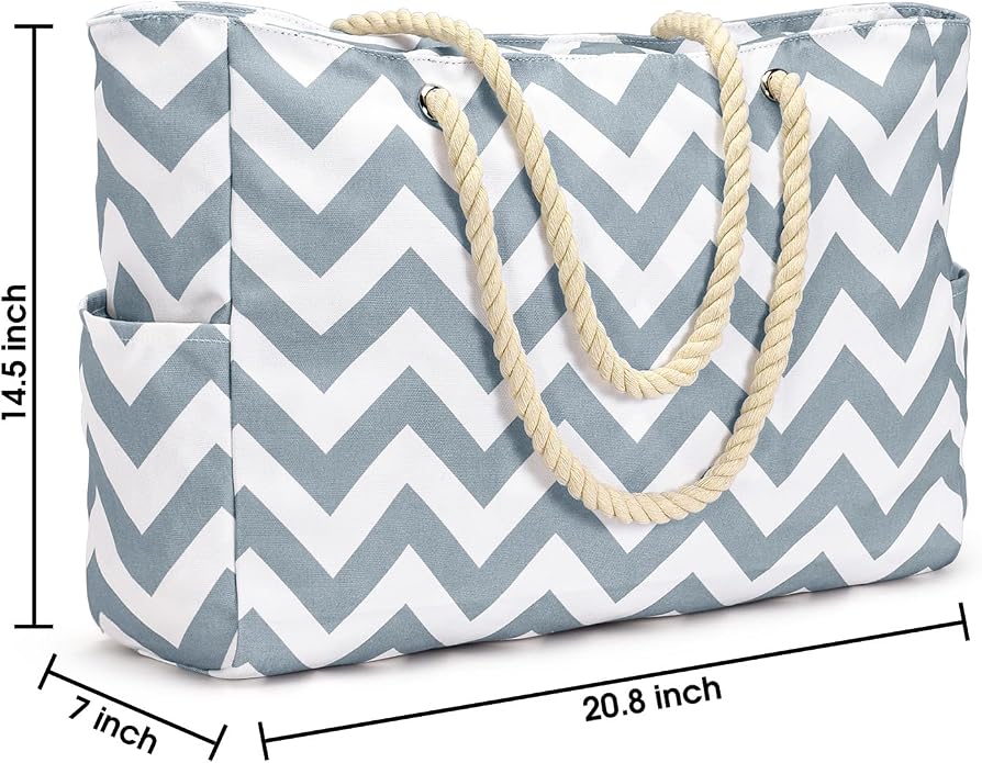 Becokan Beach Bags for Women Large Waterproof Beach Tote Bag Zipper Beach Bags