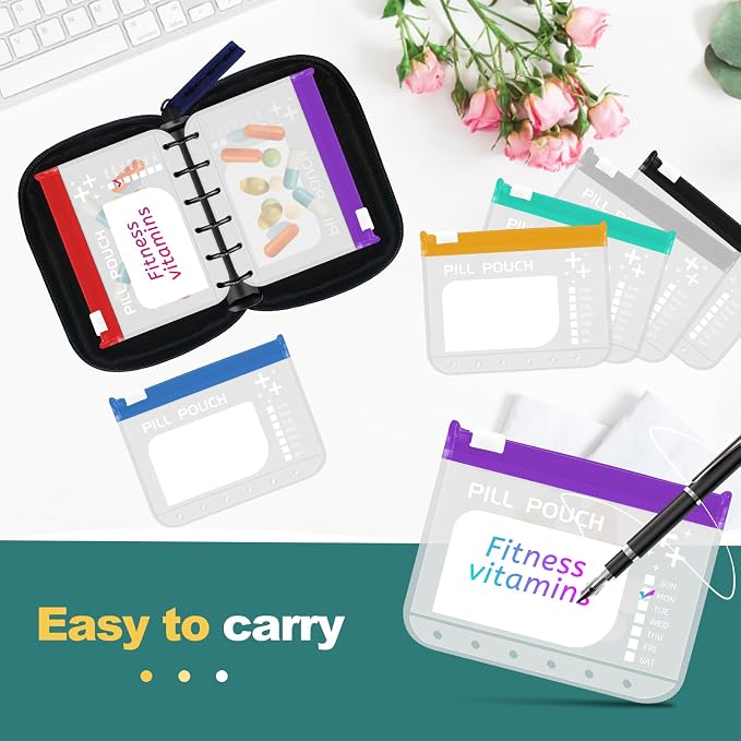 A7-L Timueetech Water-Proof Pill Pouch Set, BPA Free, A7-L Pill Loose-Leaf