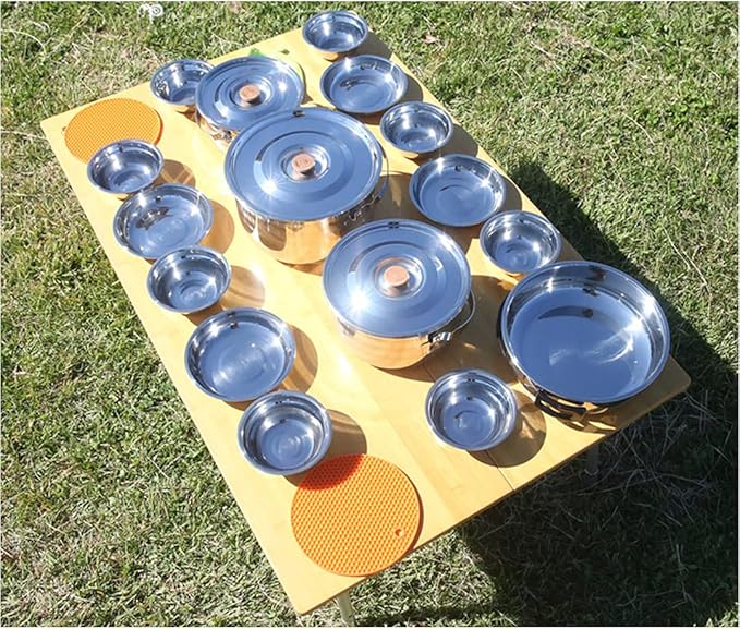 CAMPINGMOON Camping Cookware Set Stainless Steel Outdoor Nesting Cooking Mess